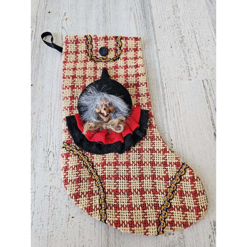 La befana‎ witch stocking Halloween decor RARE shabby chic